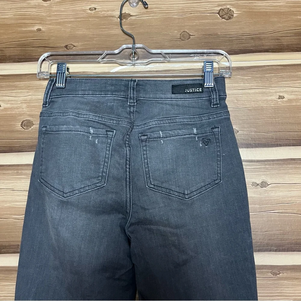 5/$30 Justice girl skinny mid‎ rise distressed gray jeans size 16